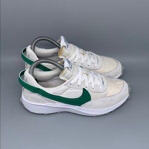 Nike Waffle Debut White Green Running Shoes FQ8890-100 Women's Sz 7.5